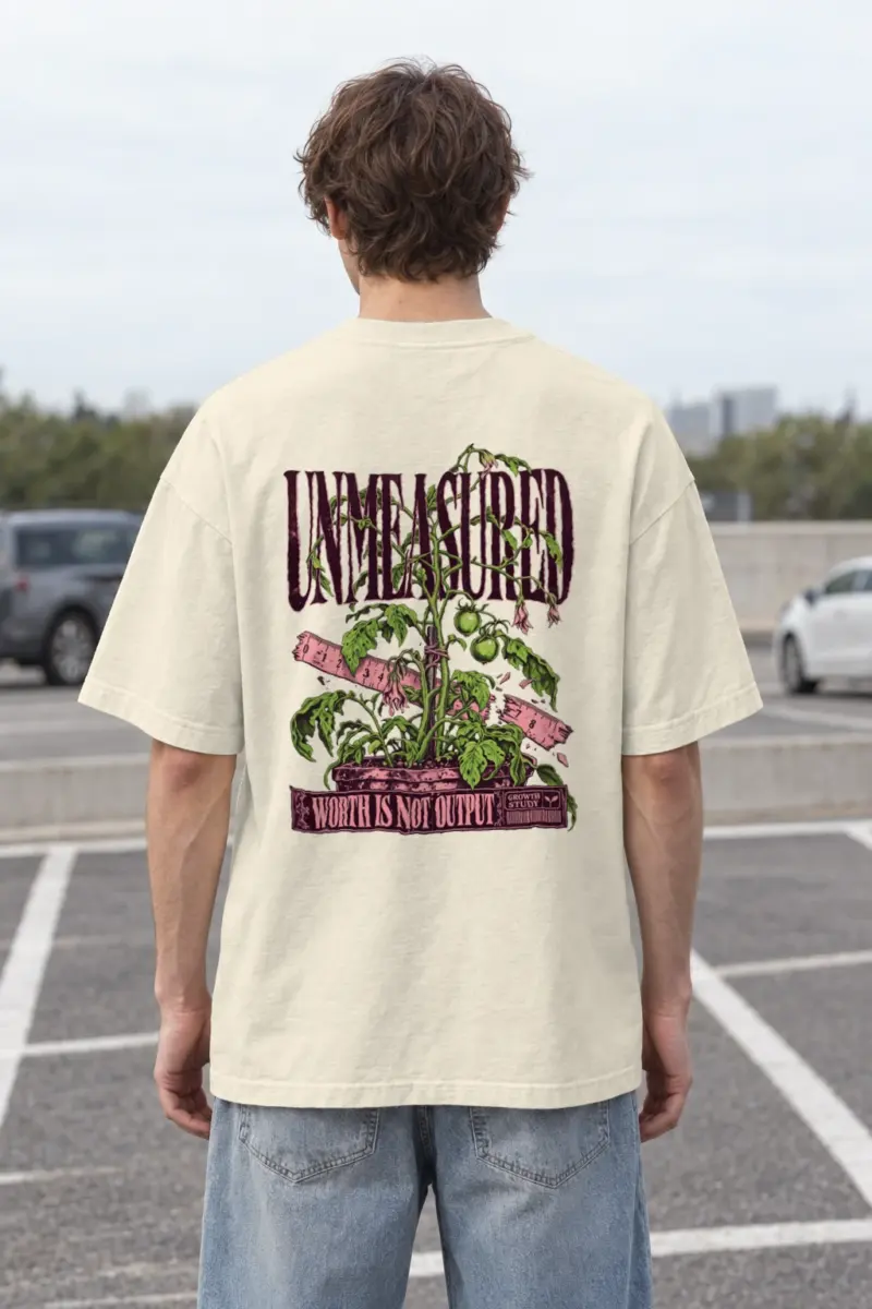 "Tomato Through Ruler" Men's Oversized Heavyweight Crewneck T-Shirt