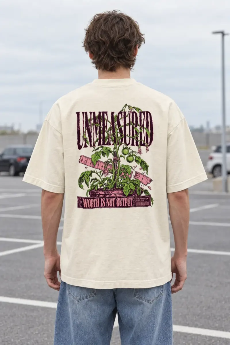 "Tomato Through Ruler" Men's Oversized Heavyweight Crewneck T-Shirt | Shaka Wear SHMHSS