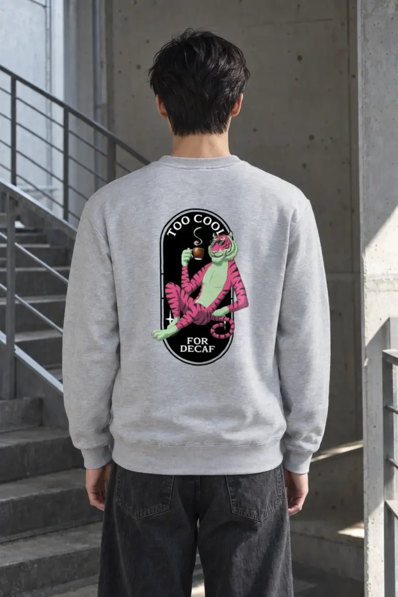 "Too Cool For Decaf" Heavy Blend Unisex Crewneck Sweatshirt