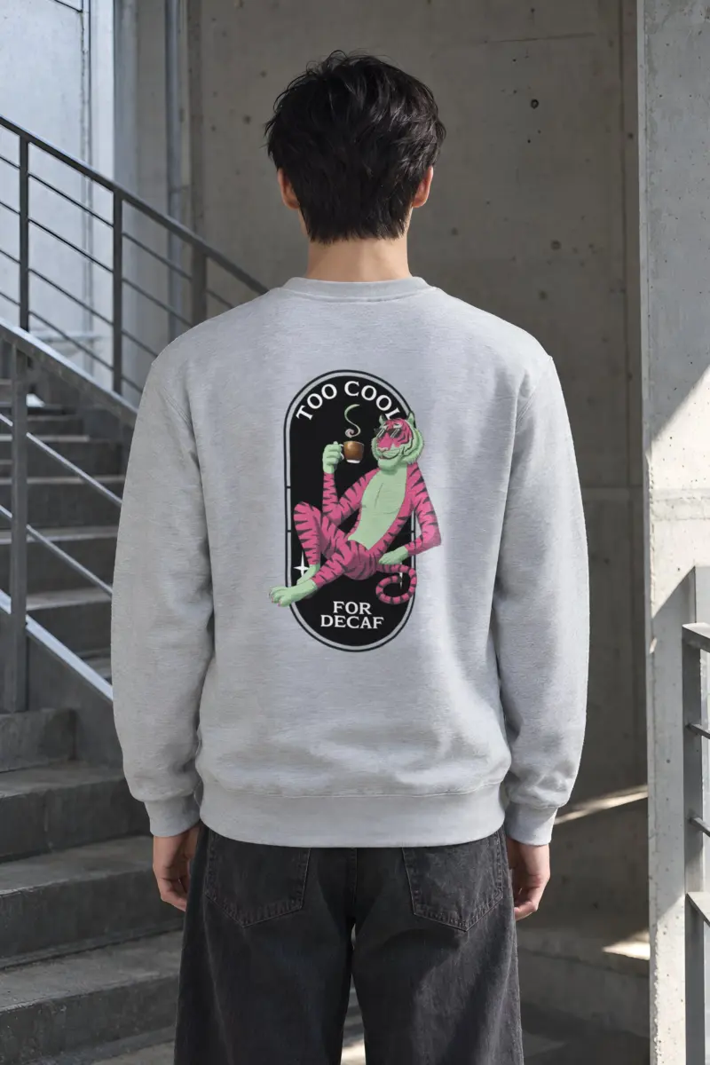 "Too Cool For Decaf" Heavy Blend Unisex Crewneck Sweatshirt