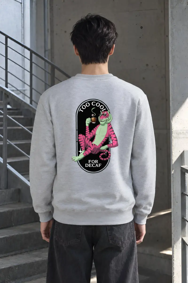 "Too Cool For Decaf" Heavy Blend Unisex Crewneck Sweatshirt