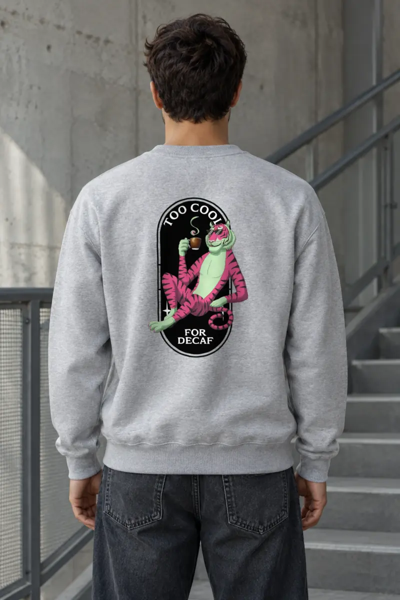 "Too Cool For Decaf" Heavy Blend Unisex Crewneck Sweatshirt