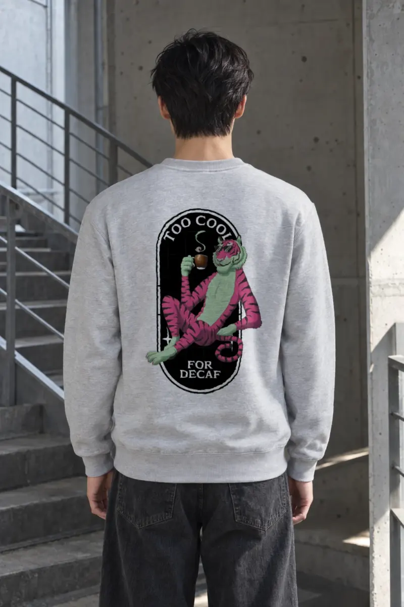 "Too Cool For Decaf" Heavy Blend Unisex Crewneck Sweatshirt