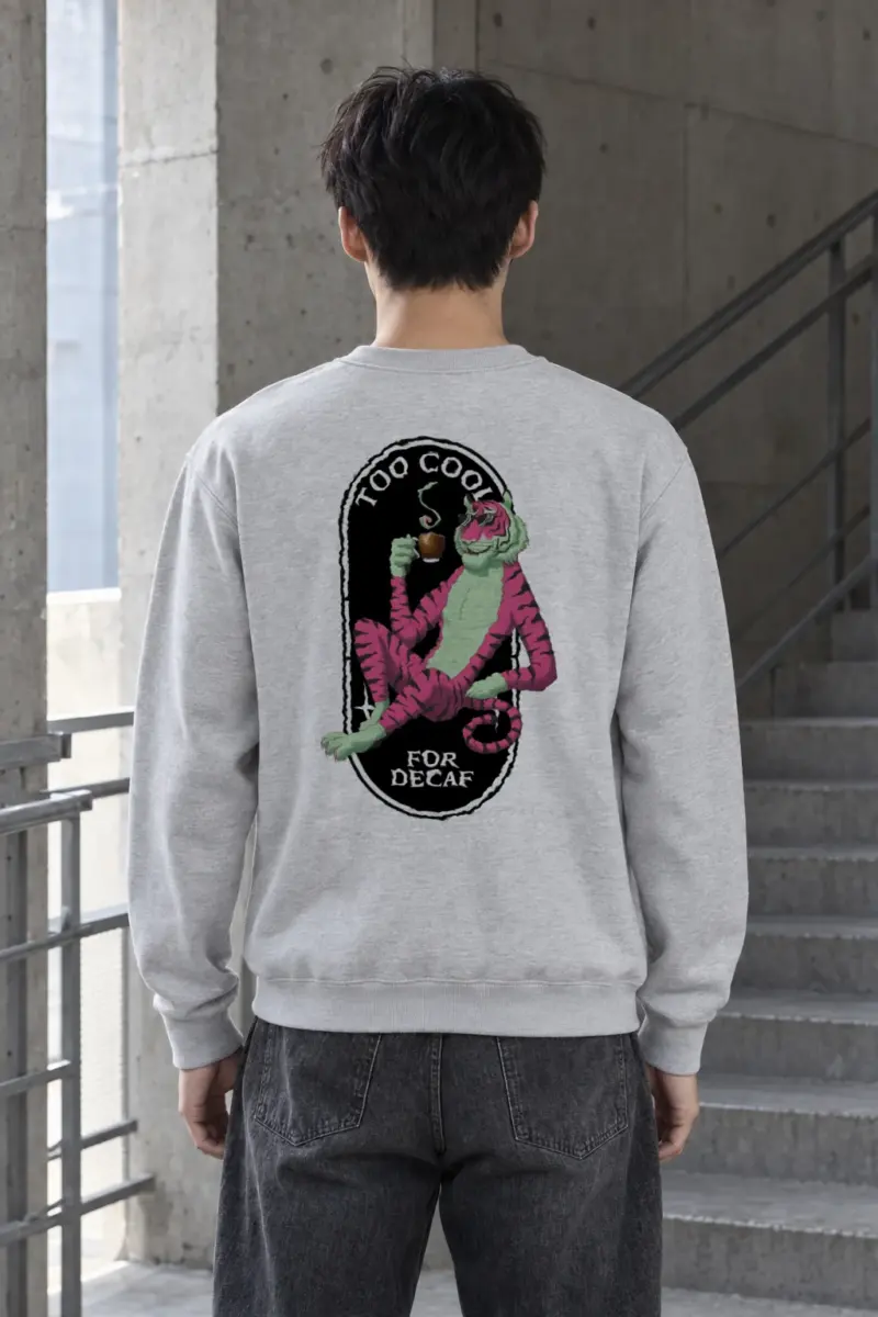 "Too Cool For Decaf" Heavy Blend Unisex Crewneck Sweatshirt