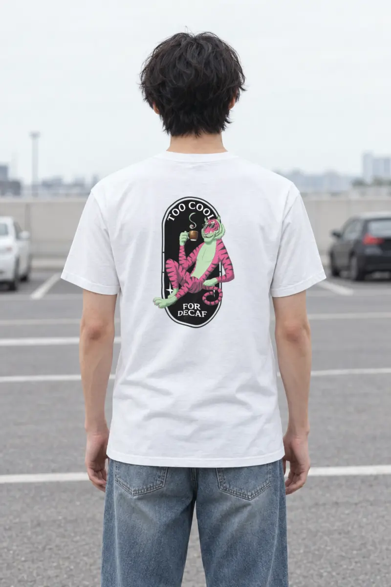 "Too Cool For Decaf" Heavyweight Unisex Crewneck T-shirt