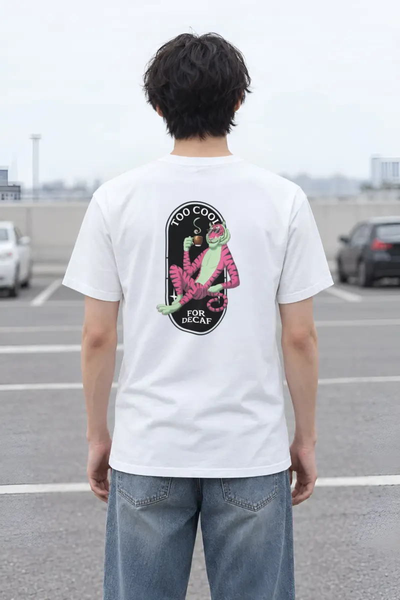 "Too Cool For Decaf" Heavyweight Unisex Crewneck T-shirt