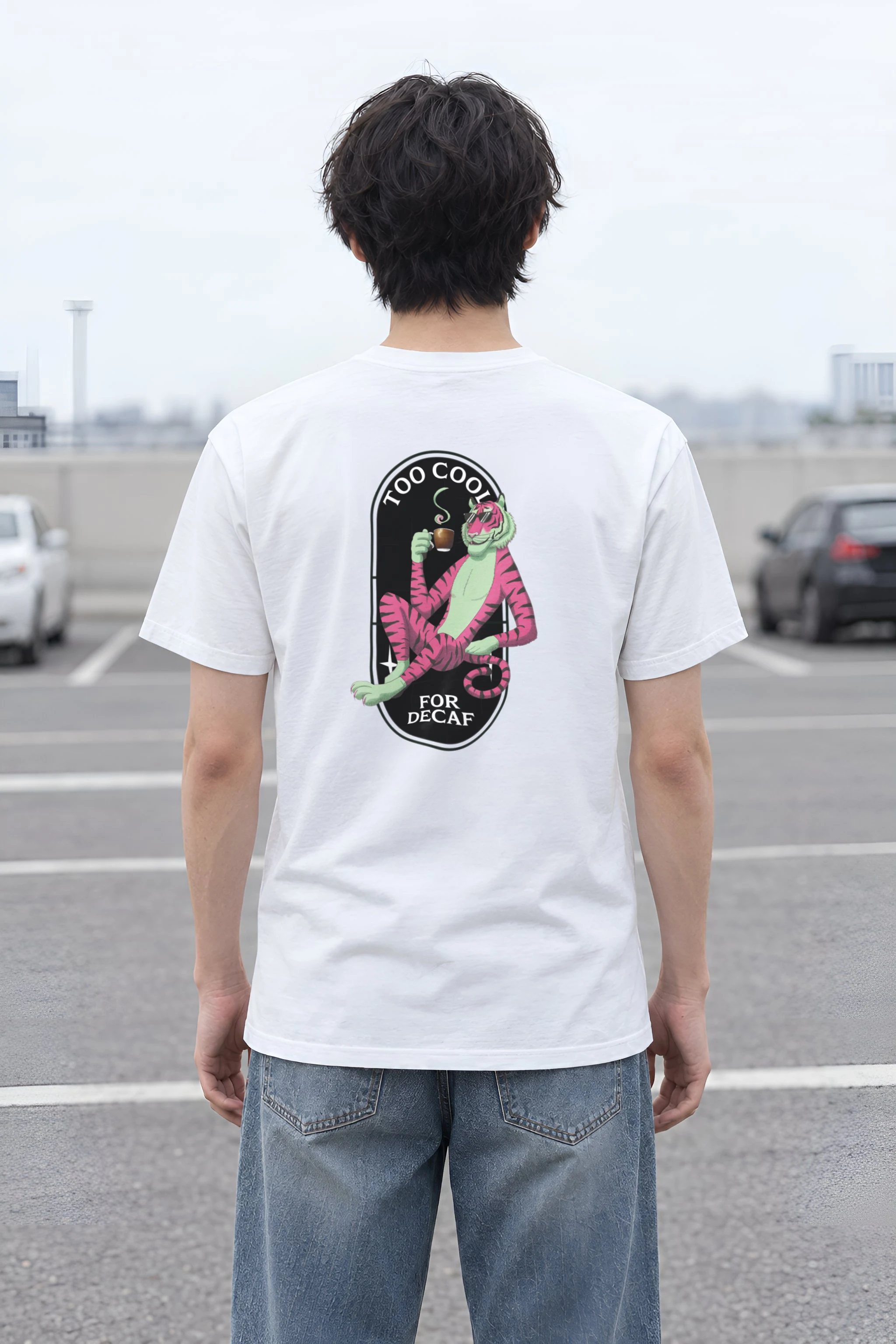 "Too Cool For Decaf" Heavyweight Unisex Crewneck T-shirt