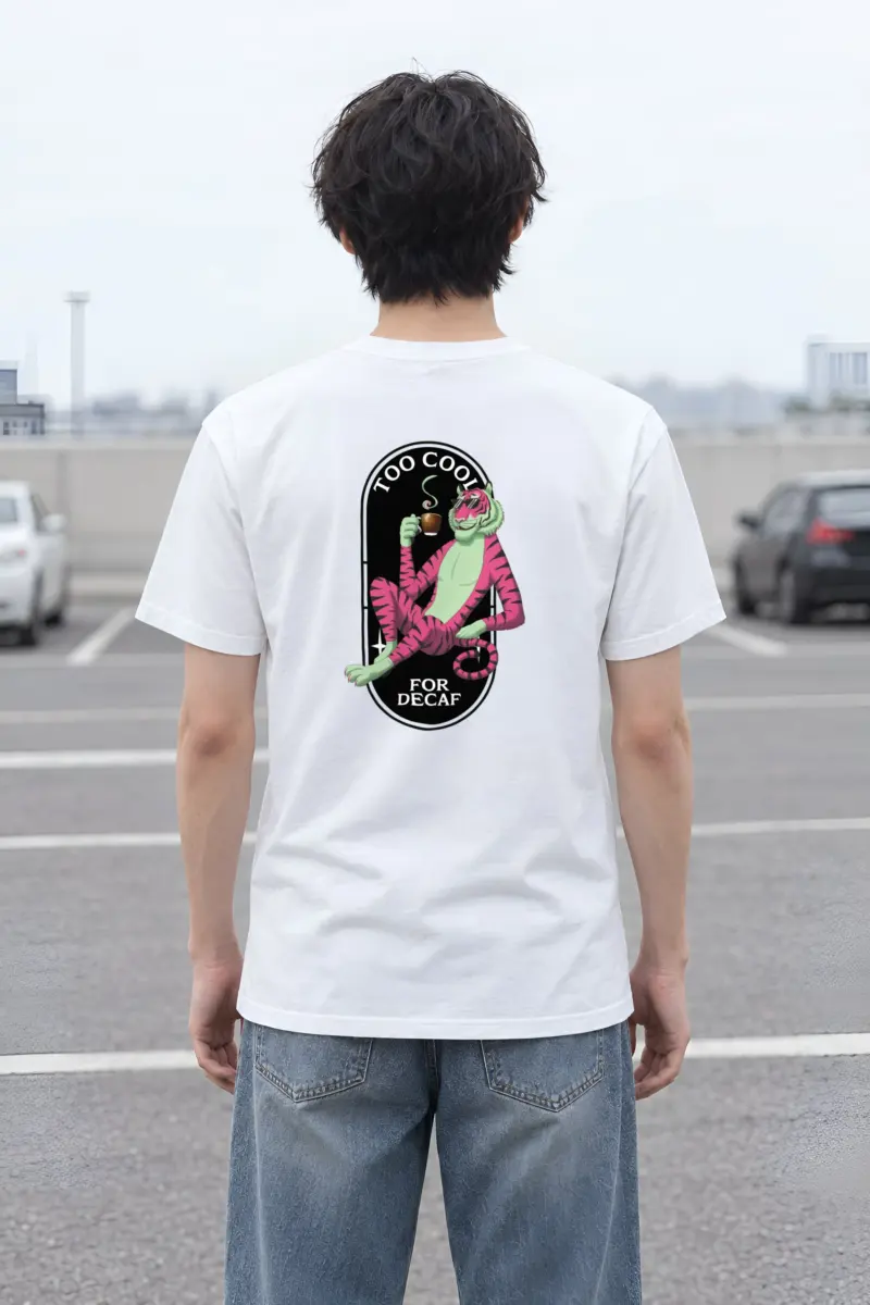 "Too Cool For Decaf" Heavyweight Unisex Crewneck T-shirt