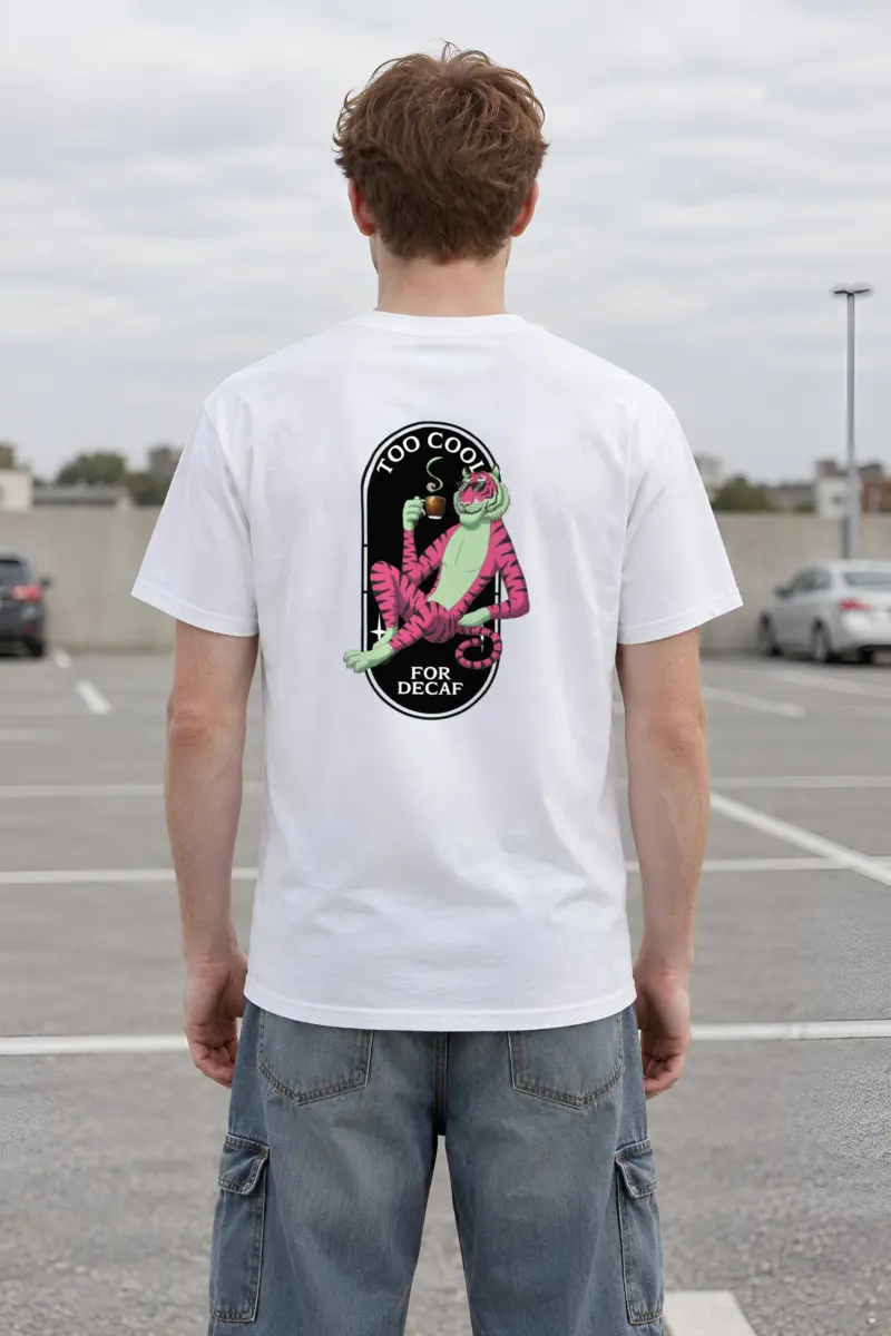 "Too Cool For Decaf" Heavyweight Unisex Crewneck T-shirt