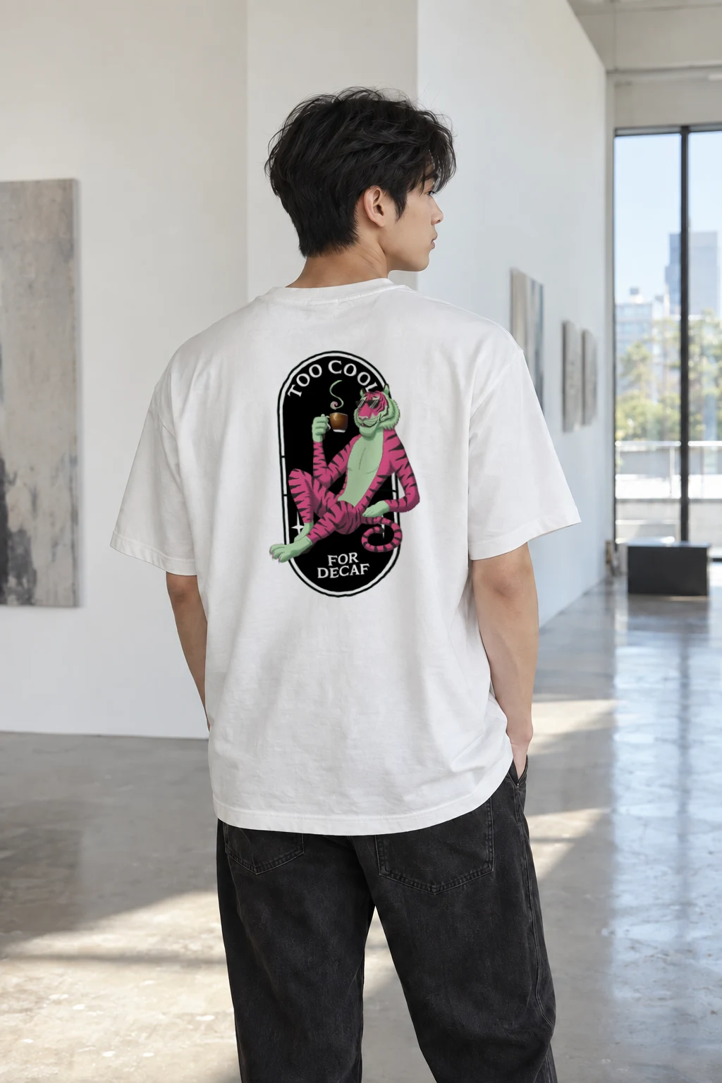 "Too Cool For Decaf" Heavyweight Unisex Crewneck T-shirt | Gildan 5000