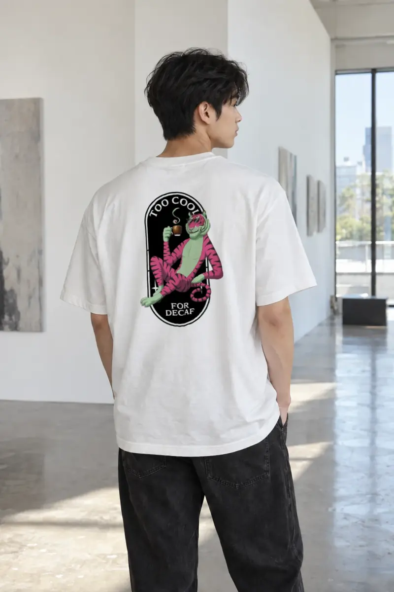 “Too Cool For Decaf” Heavyweight Unisex Crewneck T-shirt | Gildan 5000