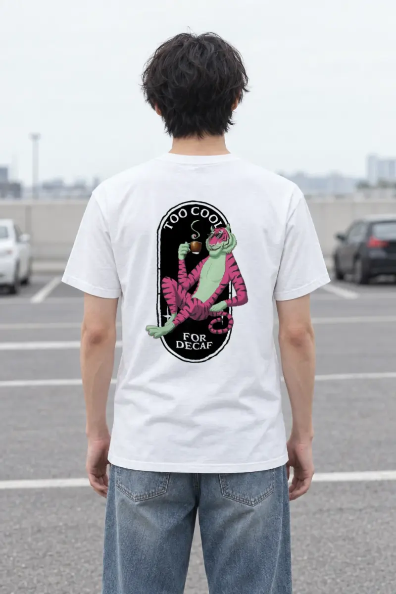 "Too Cool For Decaf" Heavyweight Unisex Crewneck T-shirt