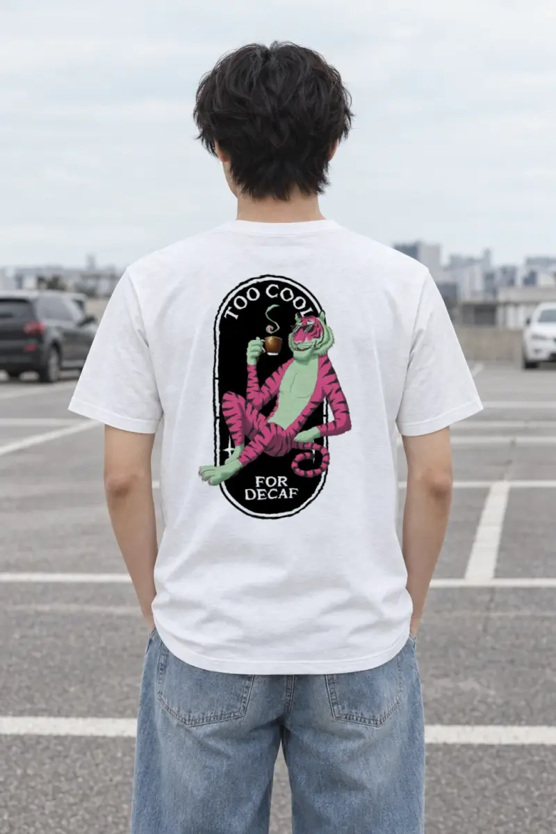 "Too Cool For Decaf" Heavyweight Unisex Crewneck T-shirt