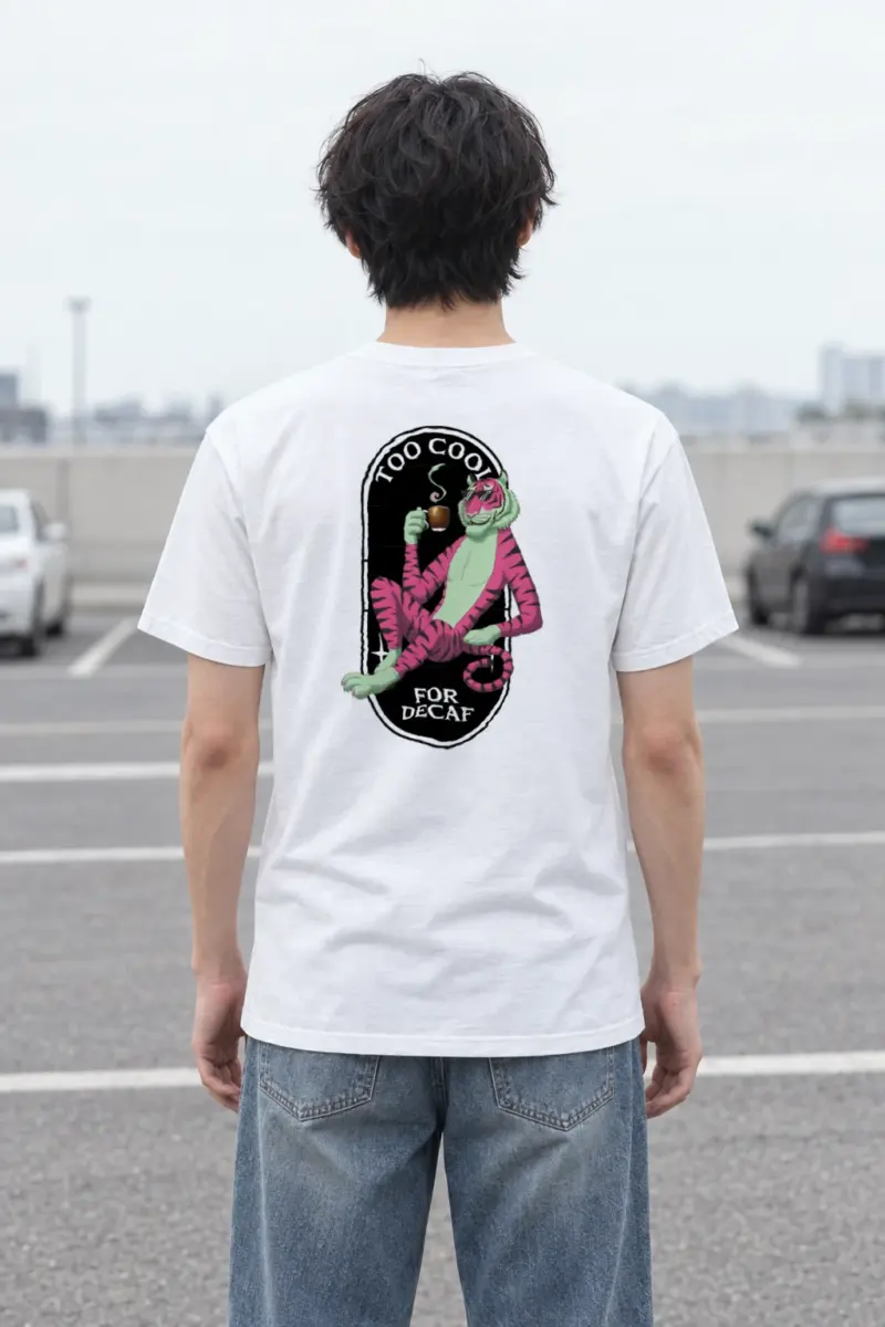 "Too Cool For Decaf" Heavyweight Unisex Crewneck T-shirt