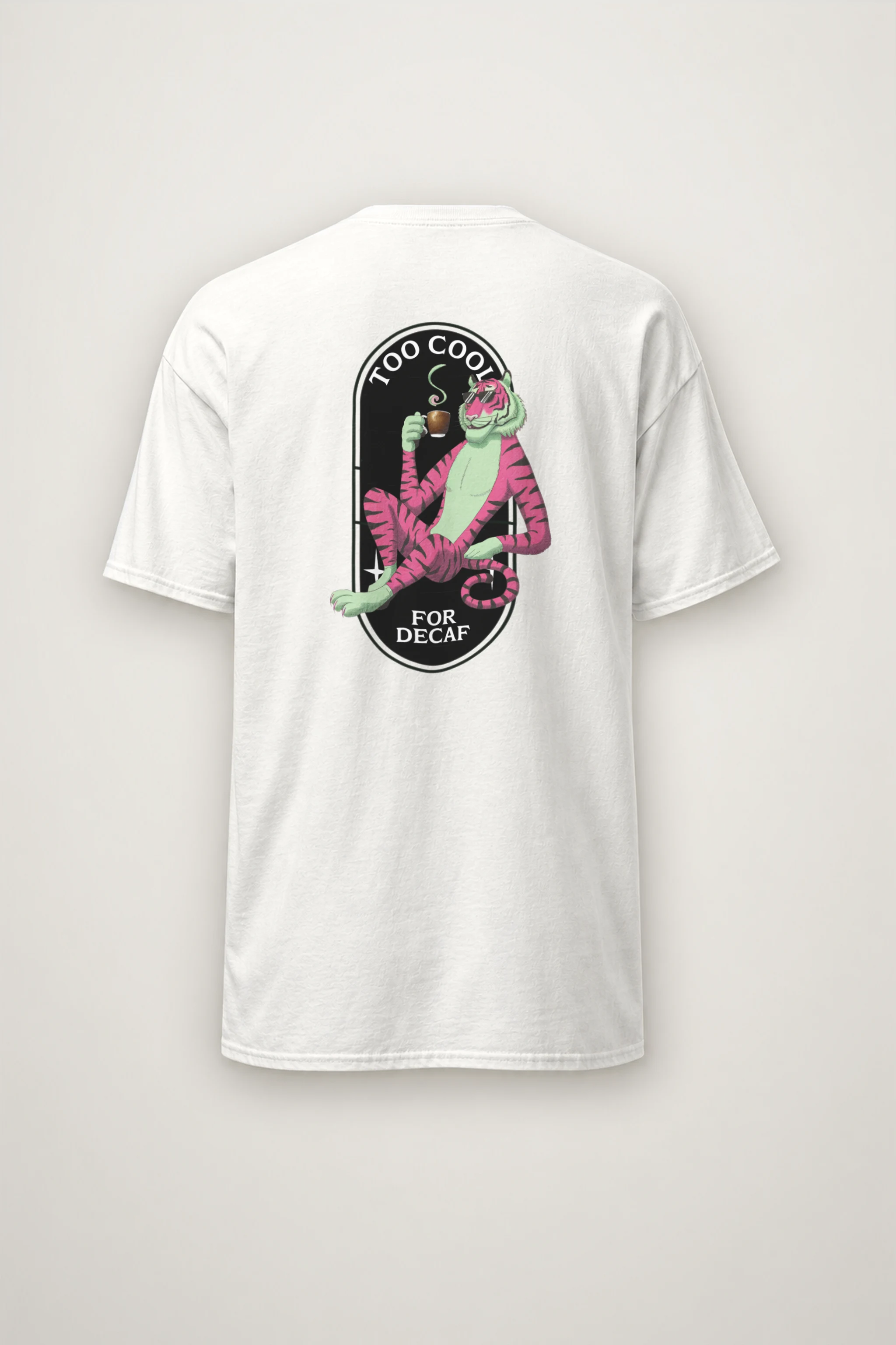 "Too Cool For Decaf" Heavyweight Unisex Crewneck T-shirt