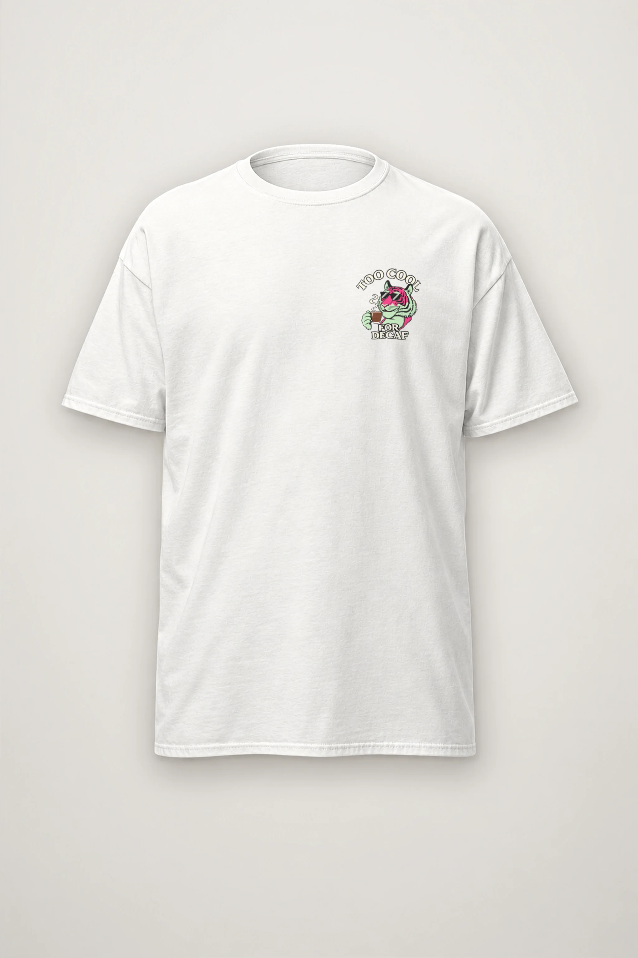 "Too Cool For Decaf" Heavyweight Unisex Crewneck T-shirt