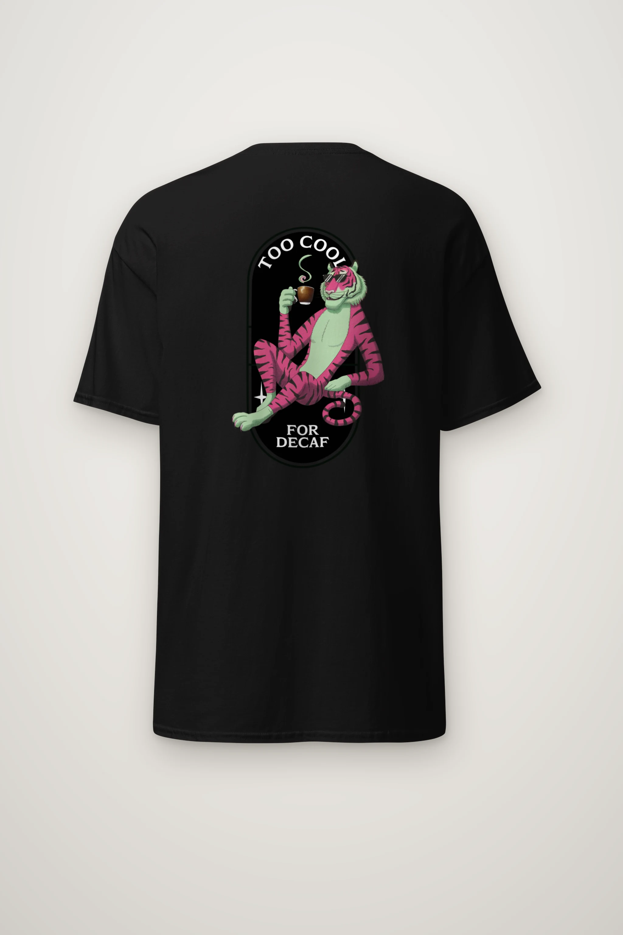 "Too Cool For Decaf" Heavyweight Unisex Crewneck T-shirt