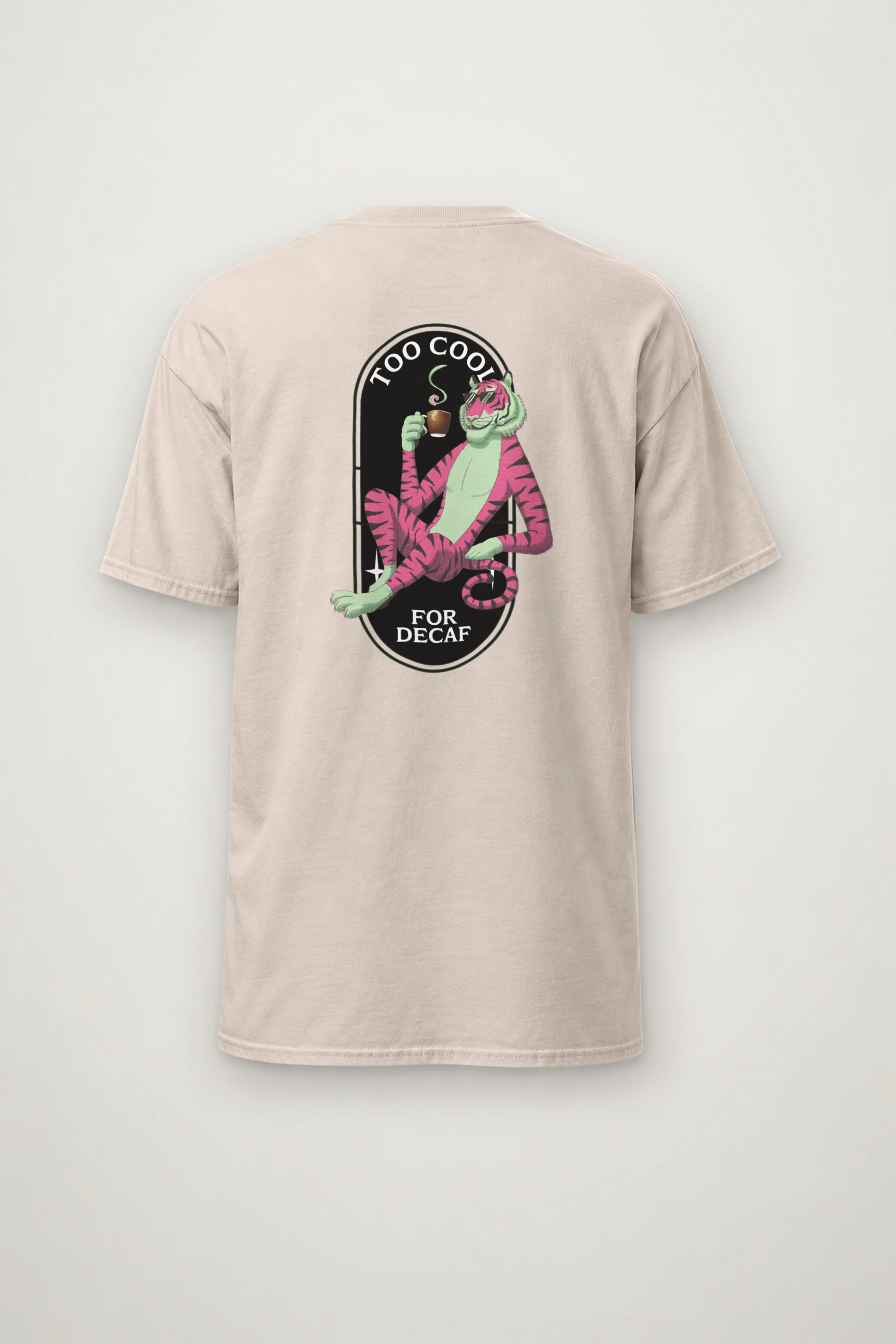 "Too Cool For Decaf" Heavyweight Unisex Crewneck T-shirt