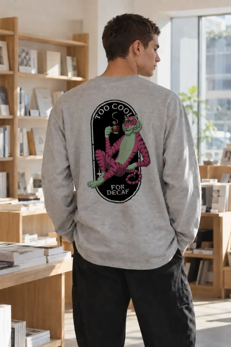 "Too Cool For Decaf" Unisex Longsleeve T-shirt | Gildan 2400