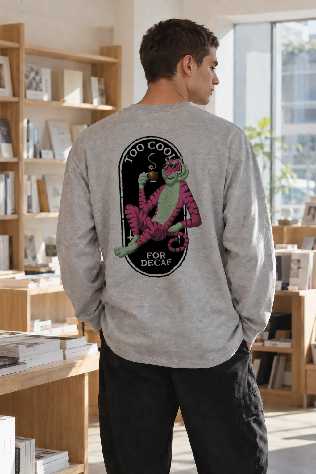 "Too Cool For Decaf" Unisex Longsleeve T-shirt | Gildan 2400