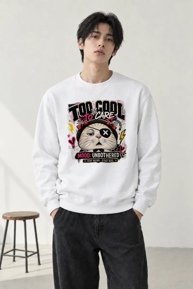 "Too Cool To Care" Heavy Blend Unisex Crewneck Sweatshirt