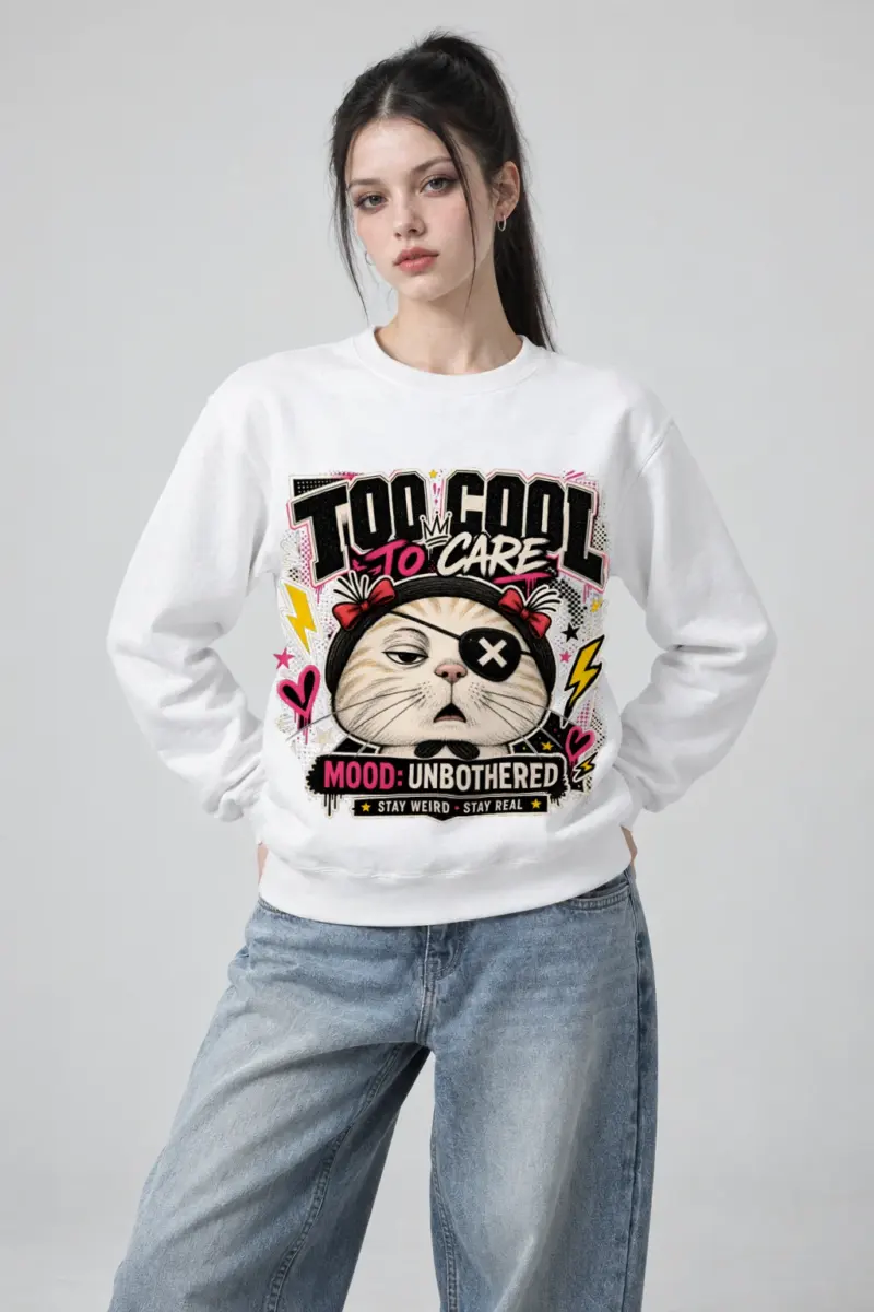 "Too Cool To Care" Heavy Blend Unisex Crewneck Sweatshirt