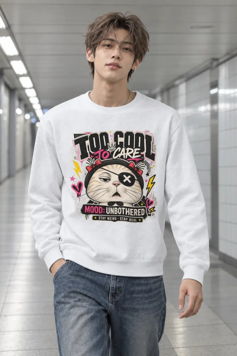 "Too Cool To Care" Heavy Blend Unisex Crewneck Sweatshirt