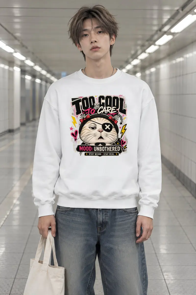 "Too Cool To Care" Heavy Blend Unisex Crewneck Sweatshirt