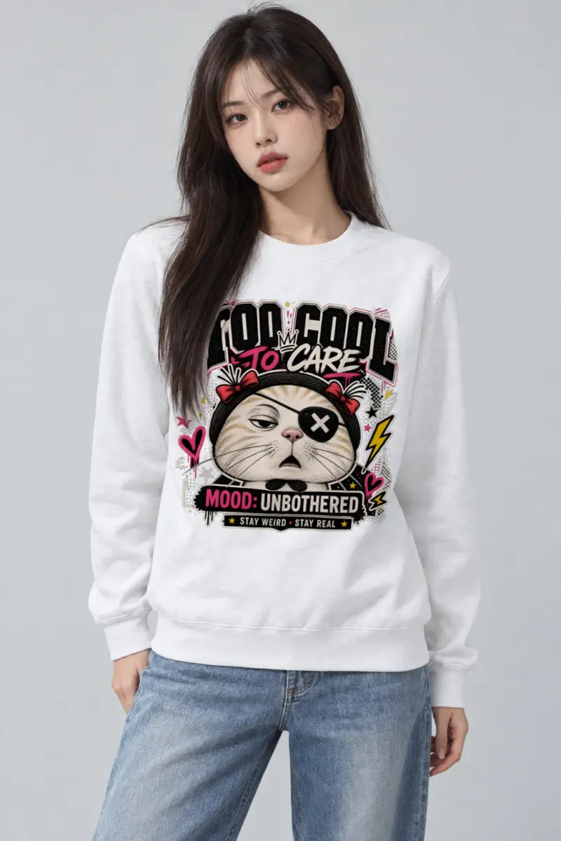 "Too Cool To Care" Heavy Blend Unisex Crewneck Sweatshirt