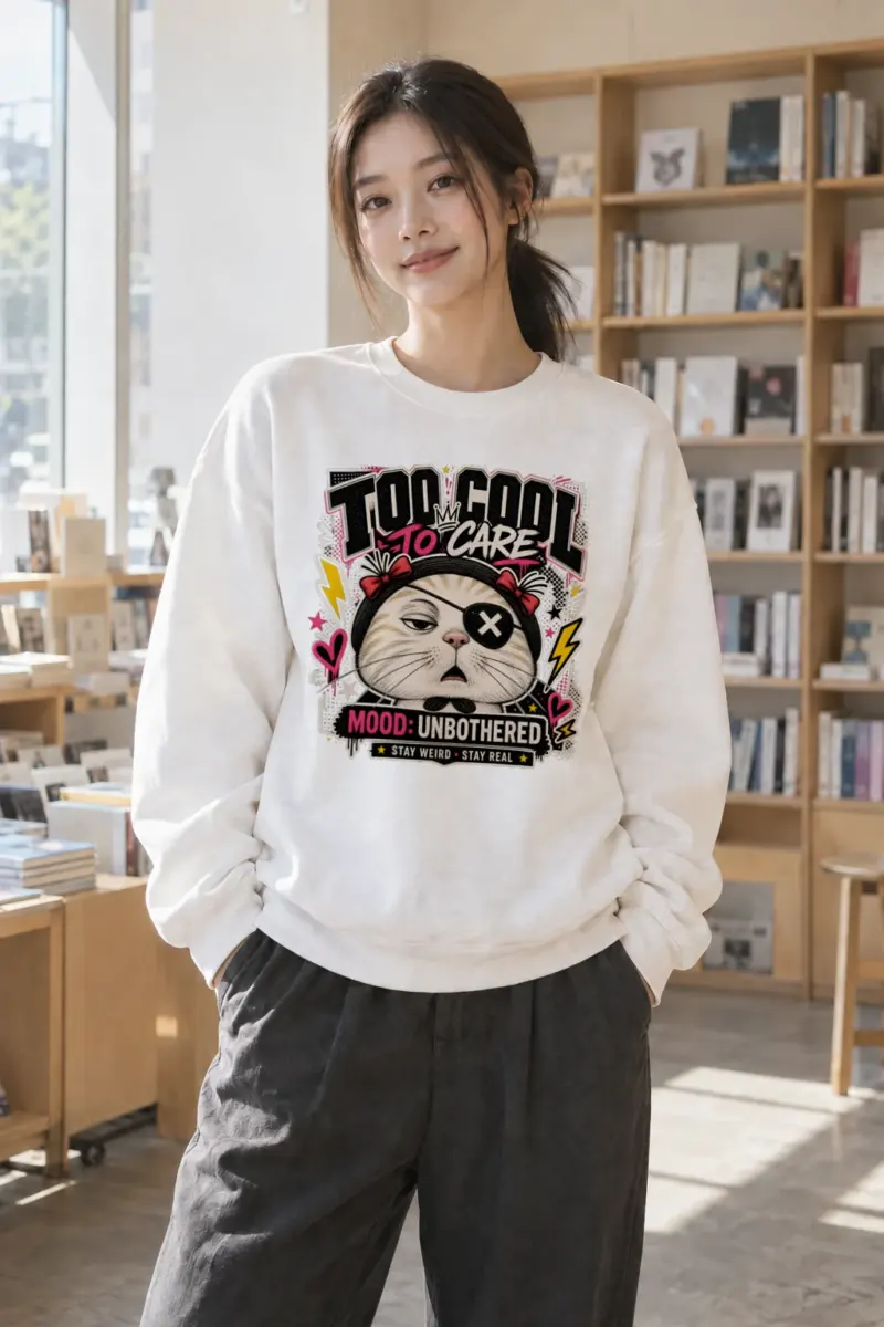"Too Cool To Care" Heavy Blend Unisex Crewneck Sweatshirt | Gildan 18000