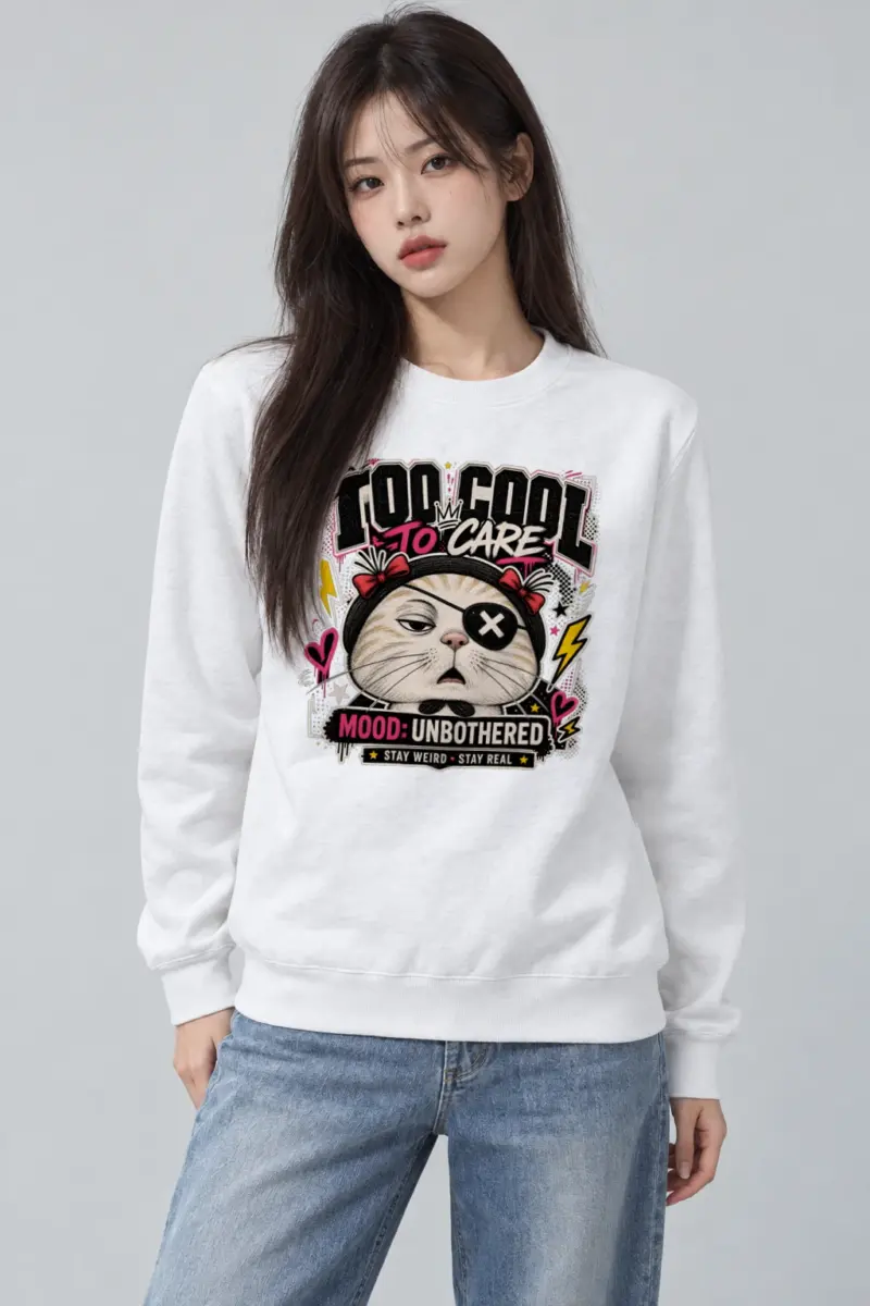 "Too Cool To Care" Heavy Blend Unisex Crewneck Sweatshirt