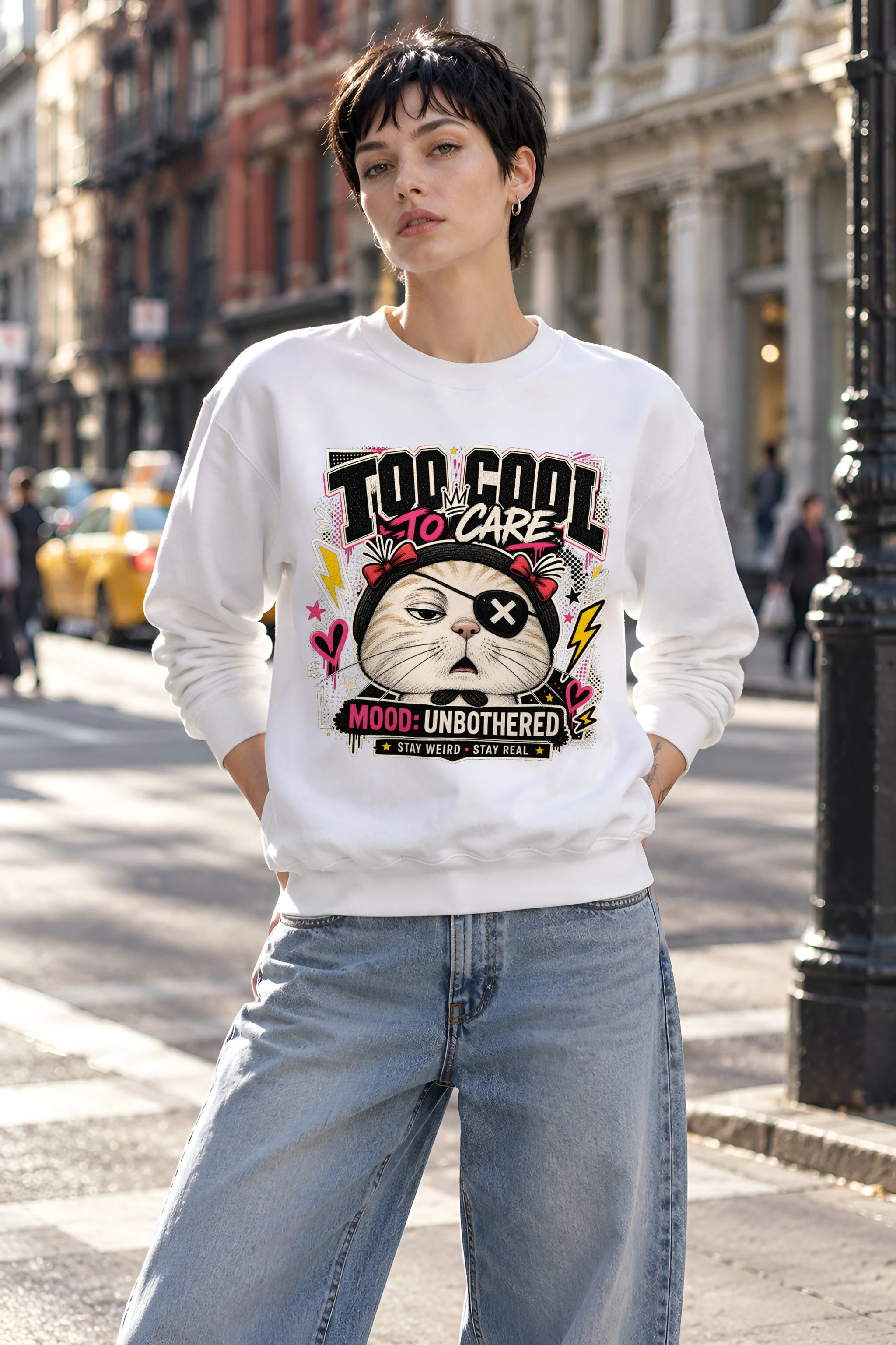 "Too Cool To Care" Heavy Blend Unisex Crewneck Sweatshirt