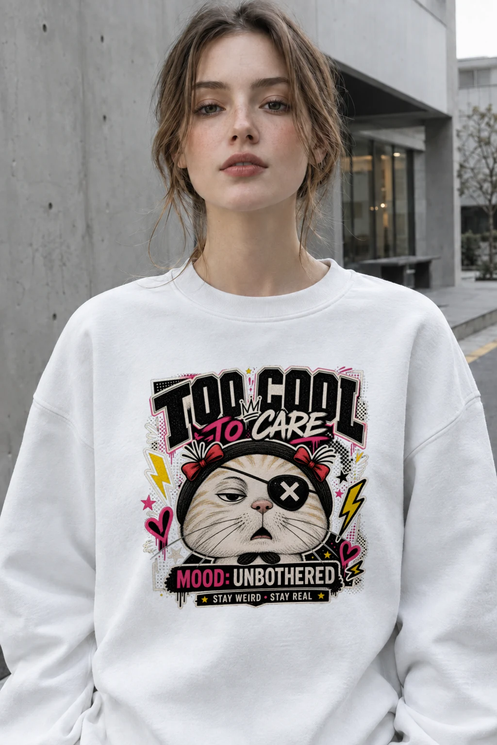 "Too Cool To Care" Heavy Blend Unisex Crewneck Sweatshirt | Gildan 18000