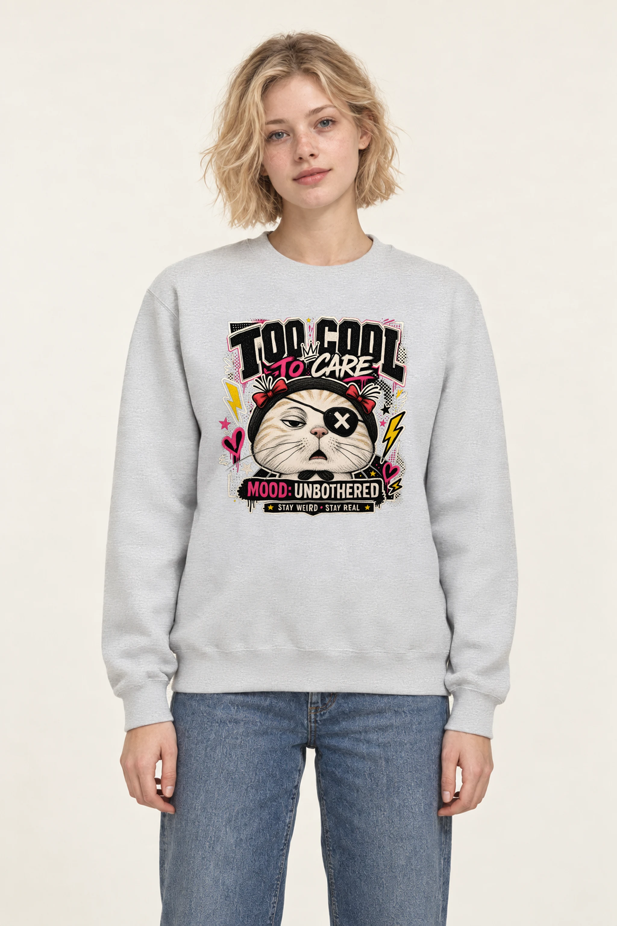 "Too Cool To Care" Heavy Blend Unisex Crewneck Sweatshirt
