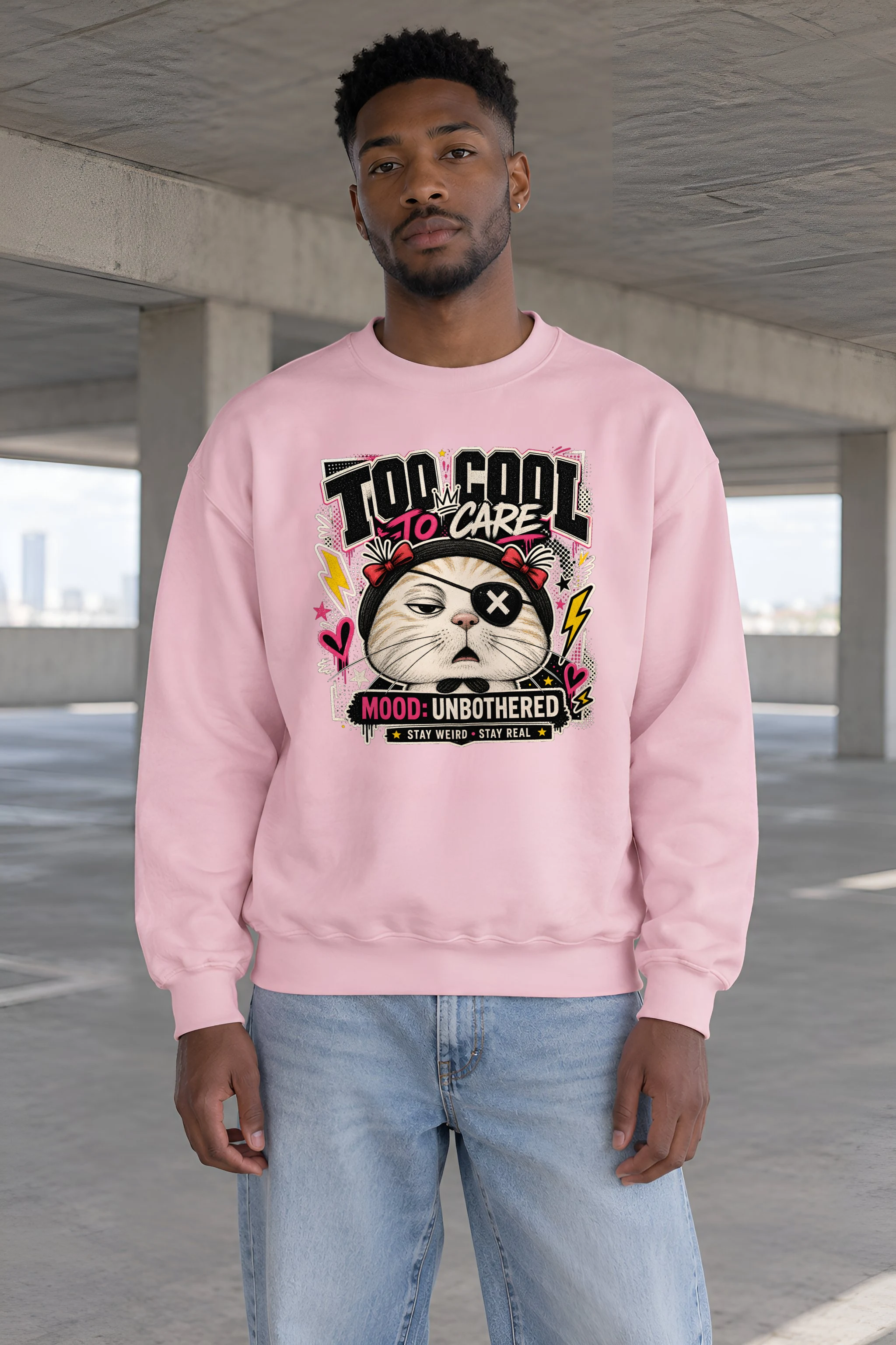 "Too Cool To Care" Heavy Blend Unisex Crewneck Sweatshirt