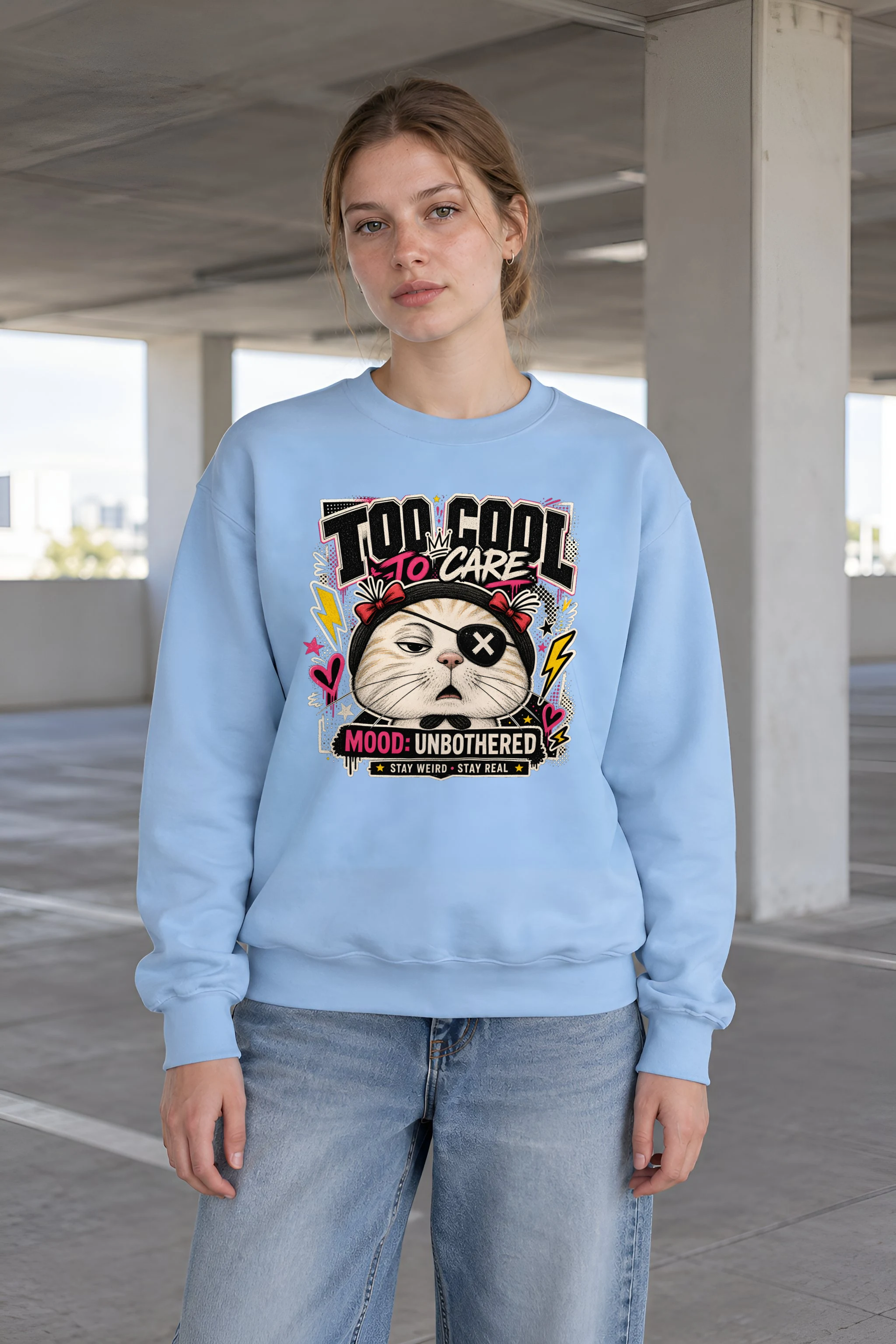 "Too Cool To Care" Heavy Blend Unisex Crewneck Sweatshirt