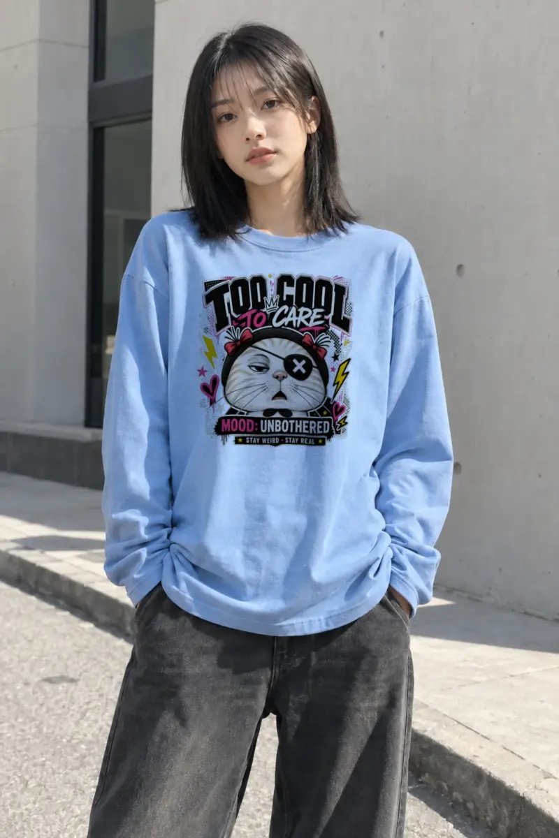 “Too Cool To Care” Unisex Longsleeve T-shirt | Gildan 2400