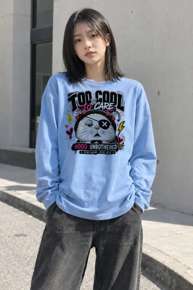 "Too Cool To Care" Unisex Longsleeve T-shirt | Gildan 2400