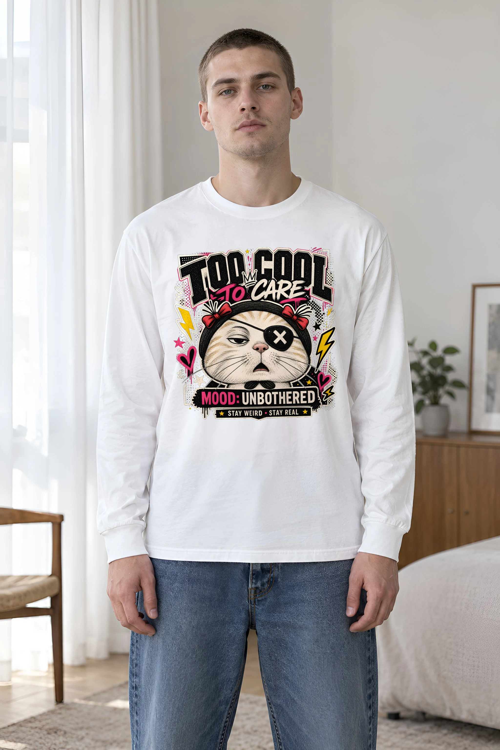 "Too Cool To Care" Unisex Longsleeve T-shirt