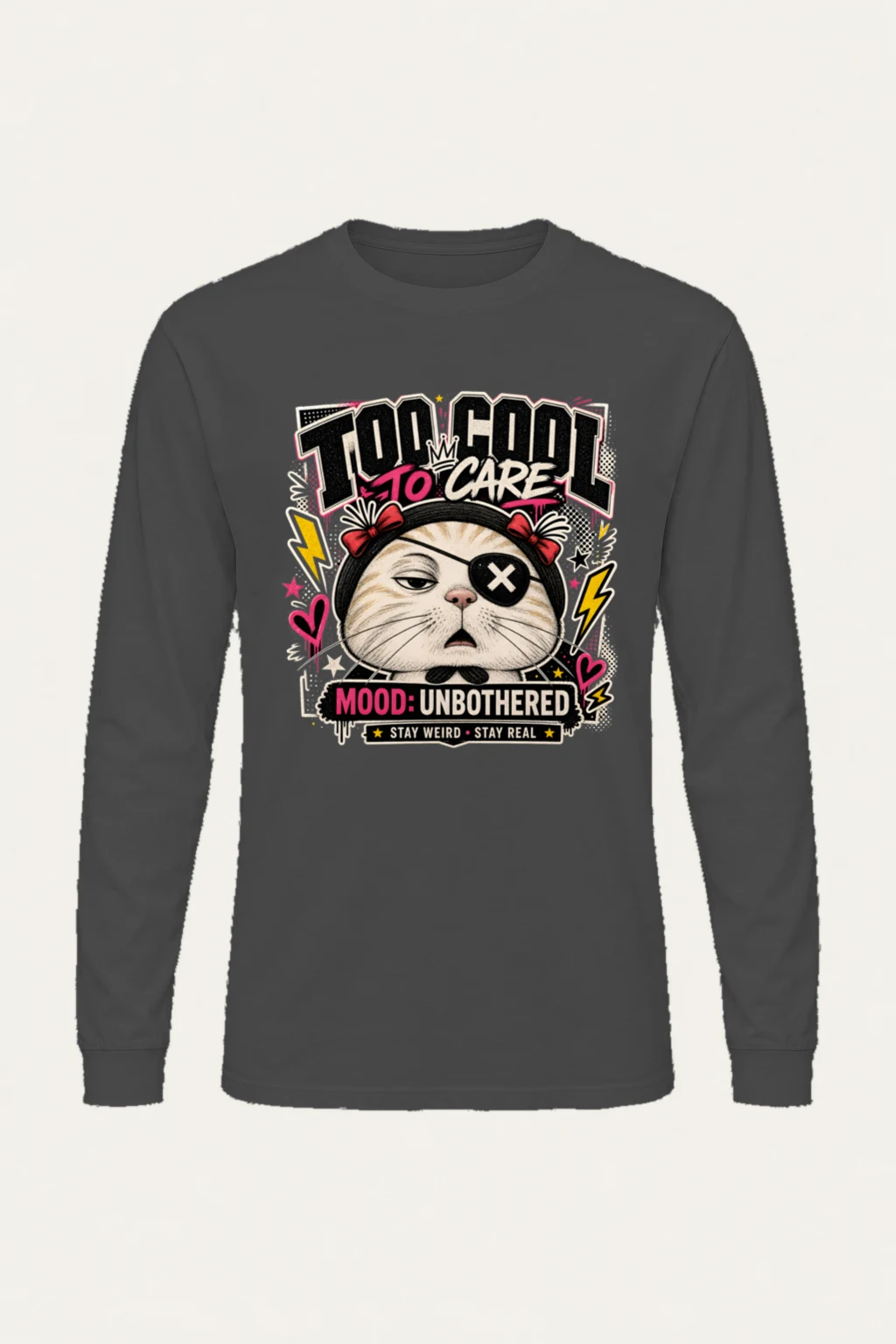 "Too Cool To Care" Unisex Longsleeve T-shirt | Gildan 2400