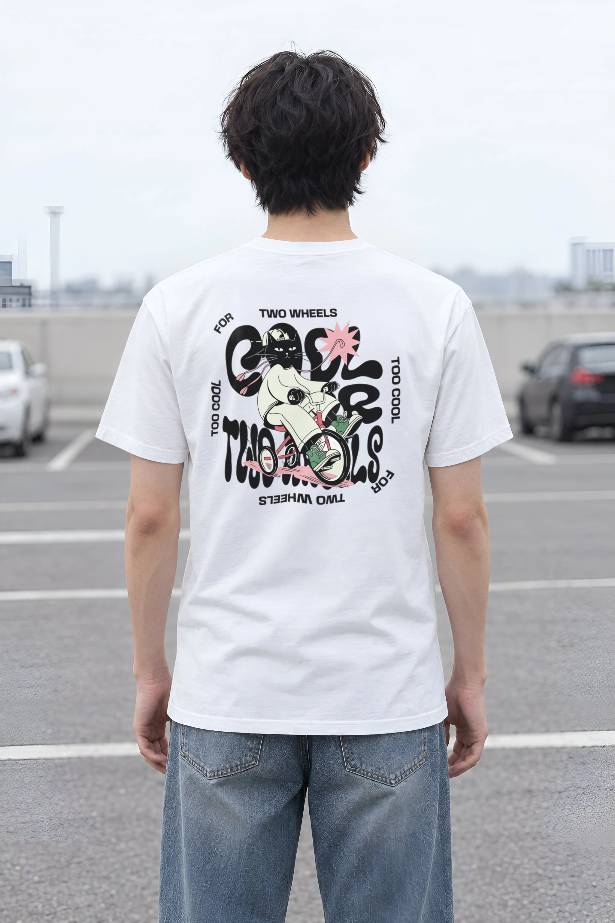 "Too Cool Two Wheels" Heavyweight Unisex Crewneck T-shirt