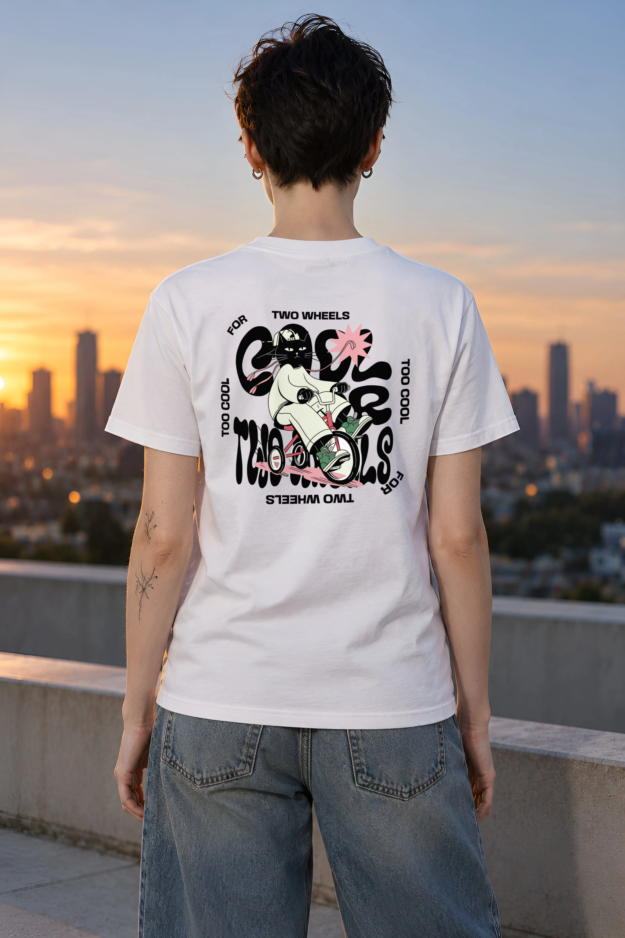 "Too Cool Two Wheels" Heavyweight Unisex Crewneck T-shirt