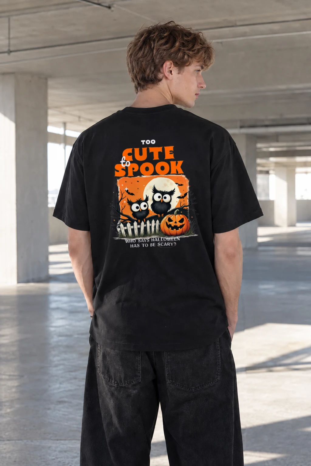 "Too Cute To Spook" Heavyweight Unisex Crewneck T-shirt | Gildan 5000