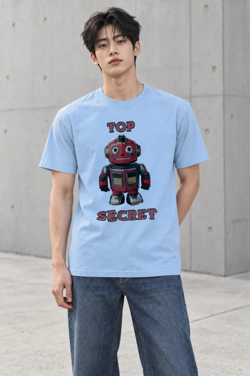 "Top Secret Robot" Heavyweight Unisex Crewneck T-shirt | Gildan 5000