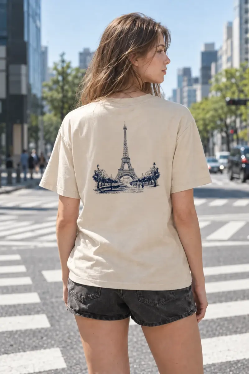 "Tour Eiffel Paris" Heavyweight Unisex Crewneck T-shirt | Gildan 5000