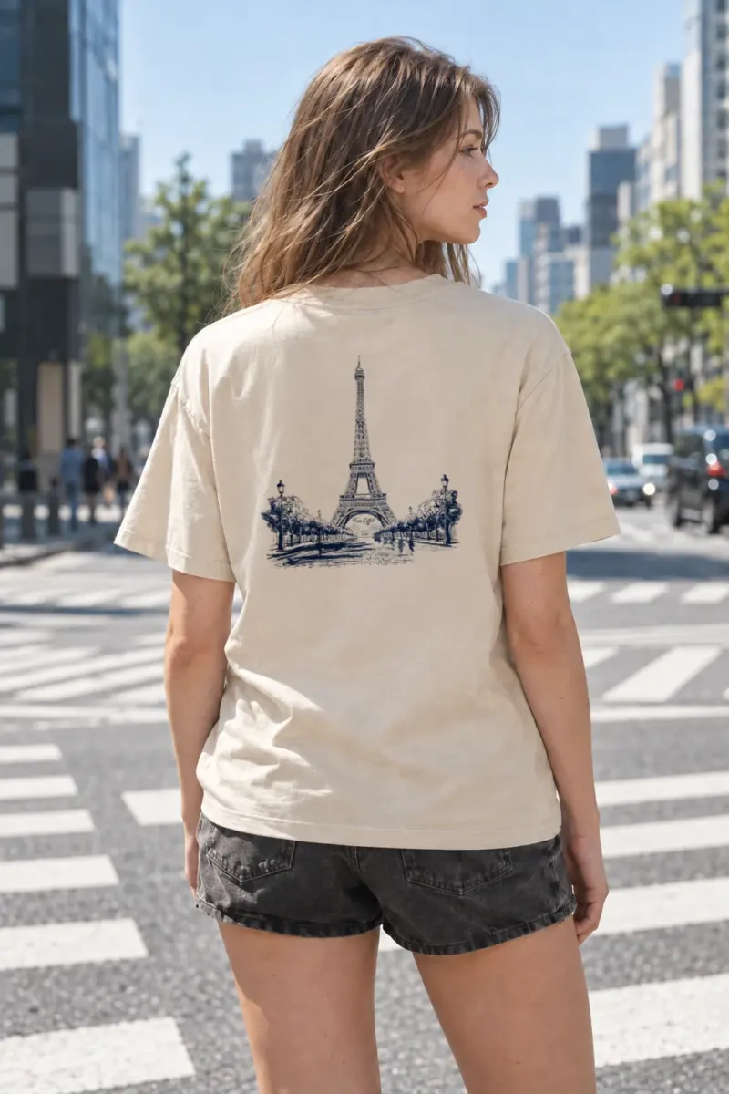 “Tour Eiffel Paris” Heavyweight Unisex Crewneck T-shirt | Gildan 5000
