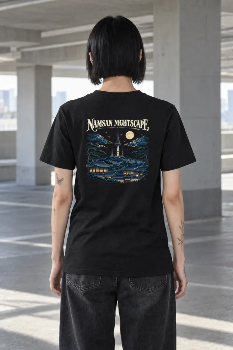 "Tower Over Hanok" Heavyweight Unisex Crewneck T-shirt
