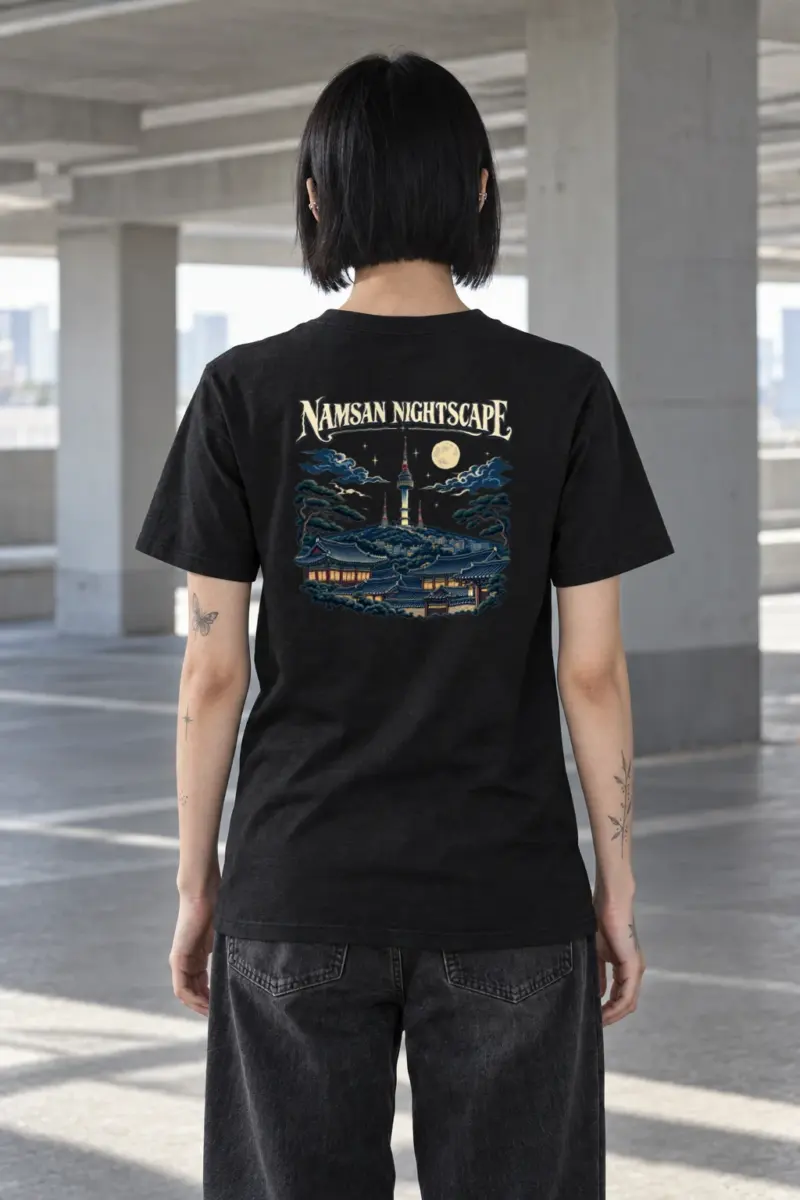 "Tower Over Hanok" Heavyweight Unisex Crewneck T-shirt