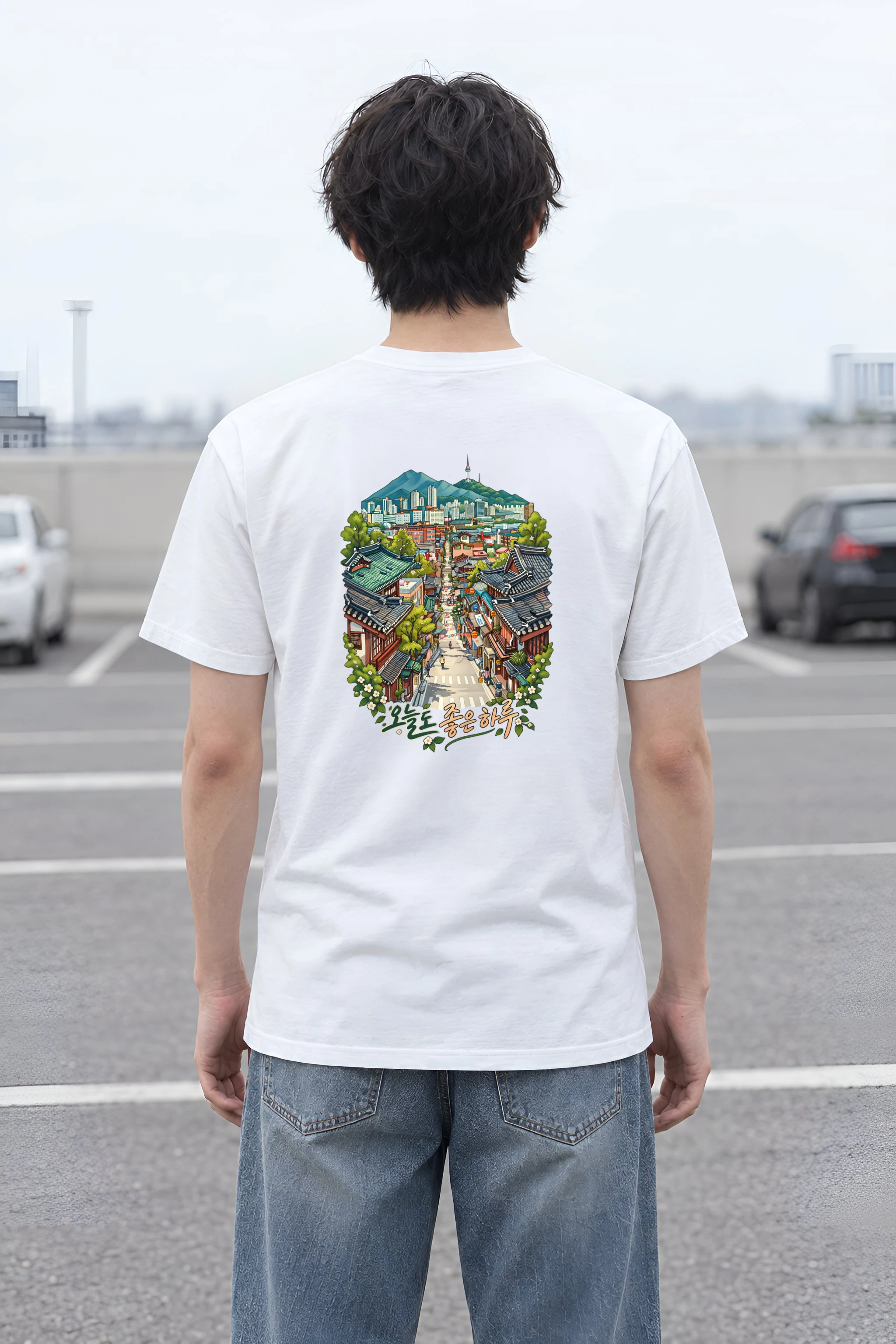"Traditional Neighborhood Street" Heavyweight Unisex Crewneck T-shirt