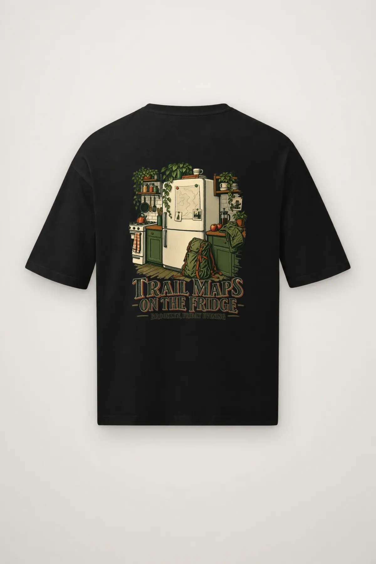 "Trail Maps on the Fridge" Men's Oversized Heavyweight Crewneck T-Shirt